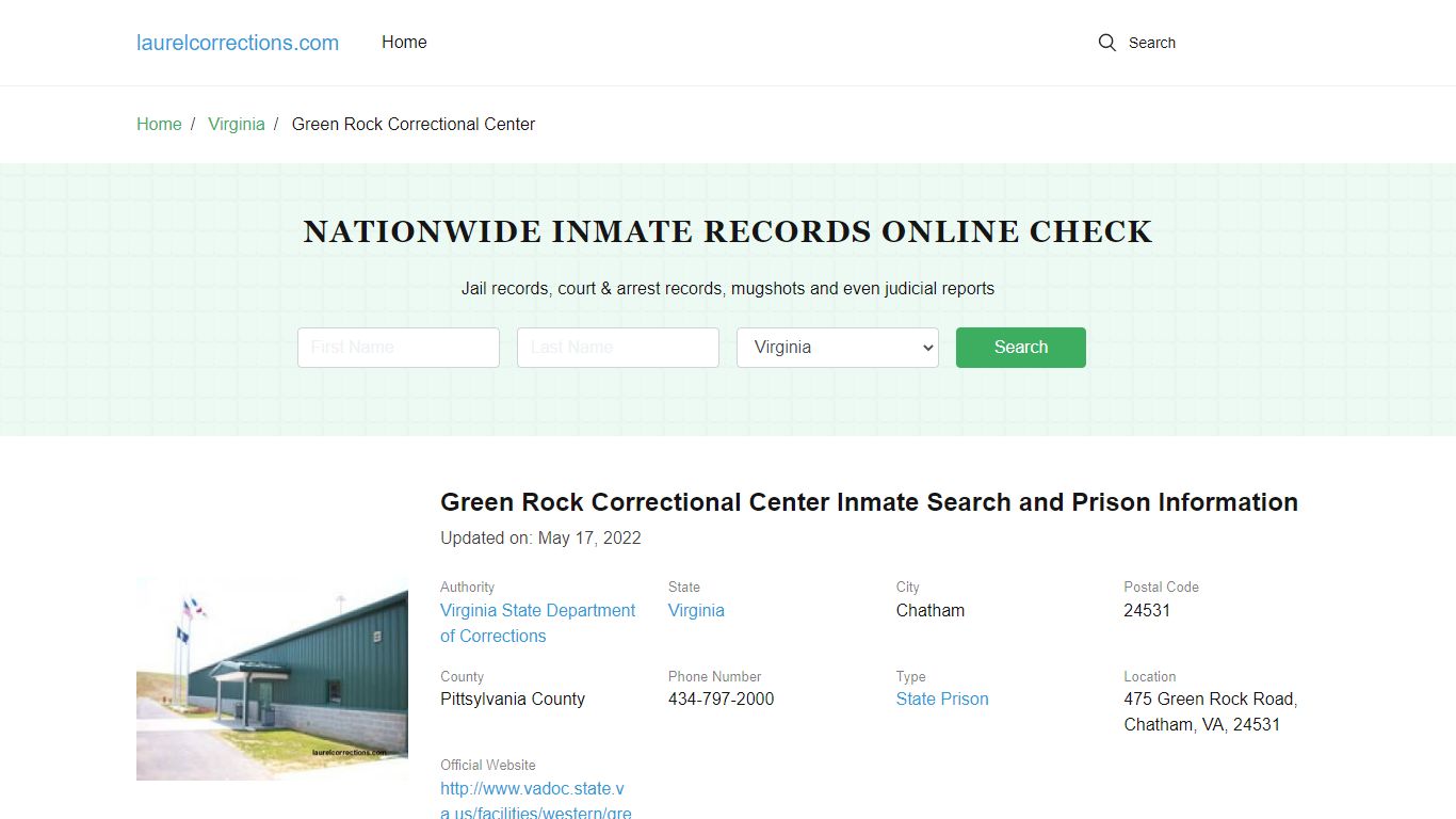 Green Rock Correctional Center Inmate Search, Visitation, Phone no ...